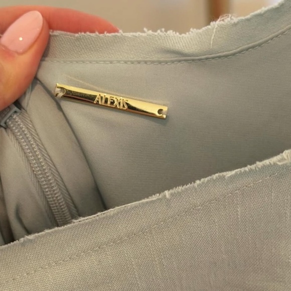 Alexis Light Gray Midi Dress with Floral Accents - Picture 5 of 5